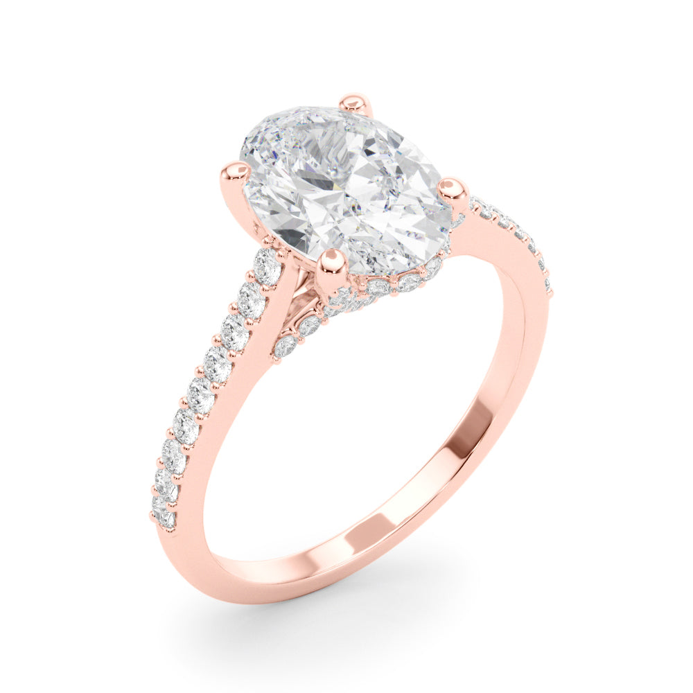 2.00CT 14K  Oval Cut Diamond Ring Accented With Round Brilliant Cut Diamonds - View 2