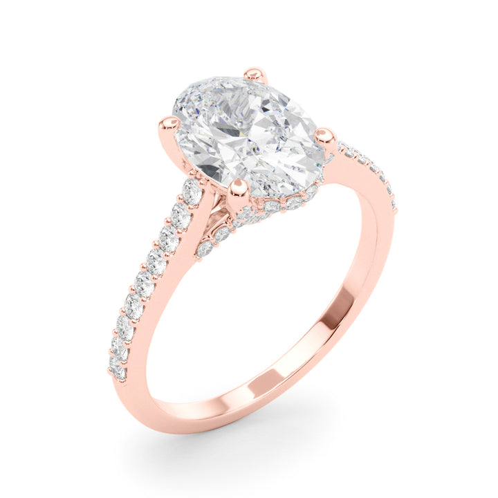 2.00CT 14K  Oval Cut Diamond Ring Accented With Round Brilliant Cut Diamonds - View 2