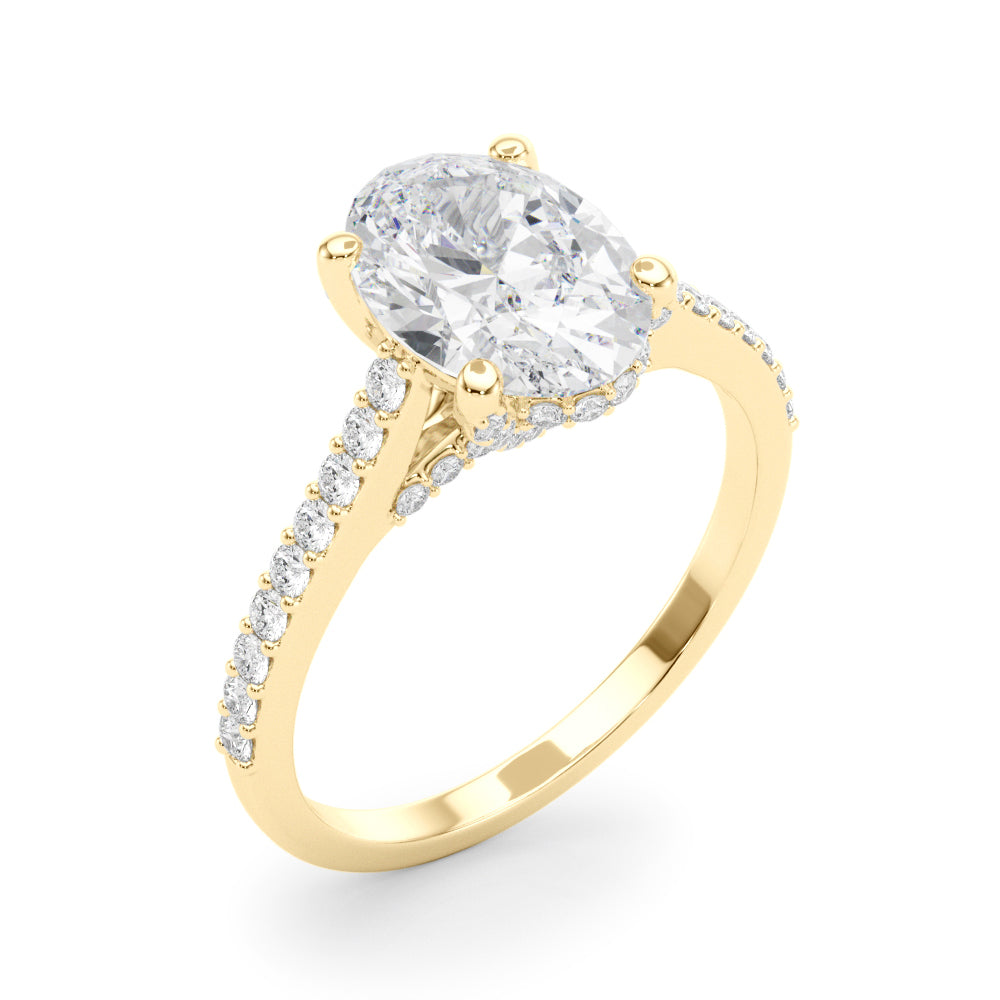 2.00CT 14K  Oval Cut Diamond Ring Accented With Round Brilliant Cut Diamonds - View 1