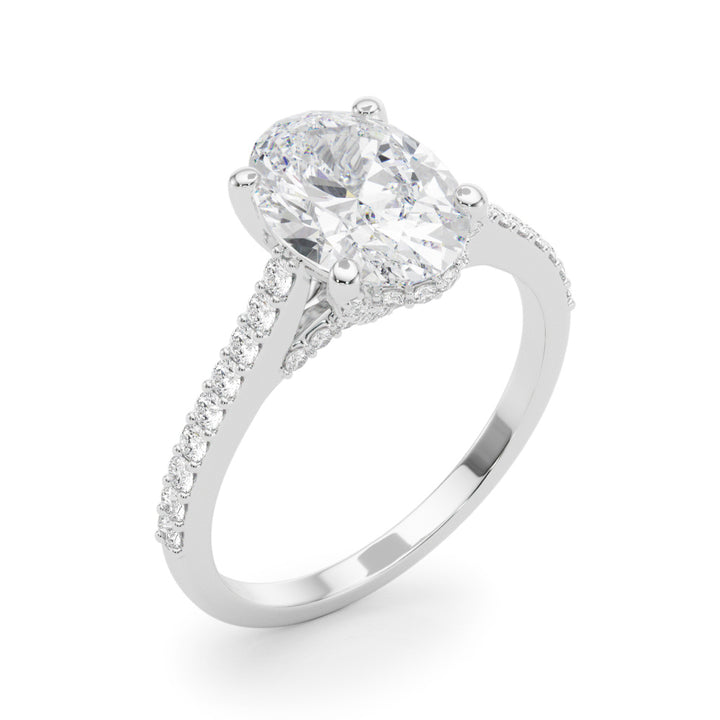 2.00CT 14K  Oval Cut Diamond Ring Accented With Round Brilliant Cut Diamonds