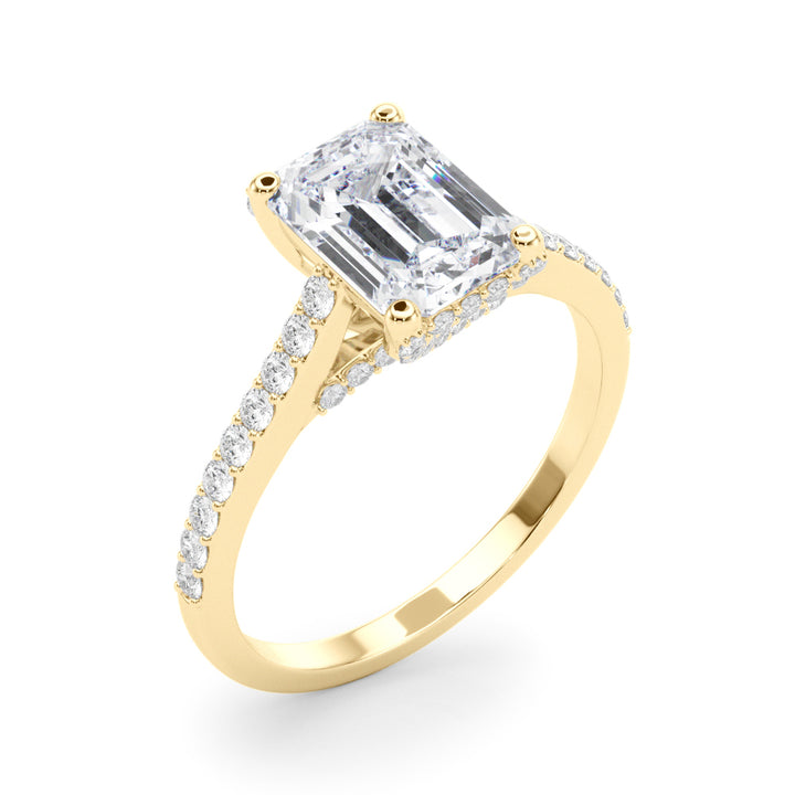 2.00CT 14K  Emerald Cut Diamond Ring Accented With Round Brilliant Cut Diamonds - View 1