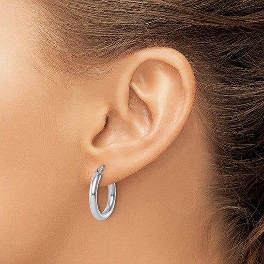 14K Gold Polished Wide Huggie Hoop Earrings