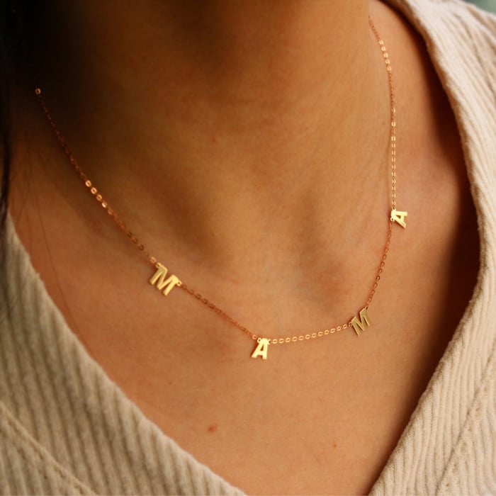 10K Gold “MAMA” Letter Necklace - View 4