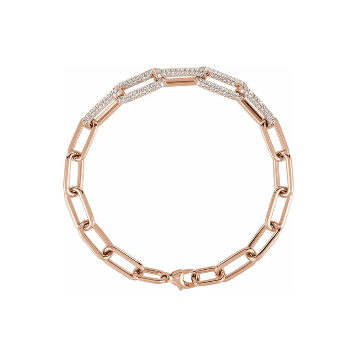 14K Gold Diamond Paperclip Link Bracelet - View 2