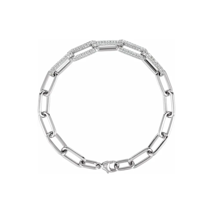 14K Gold Diamond Paperclip Link Bracelet