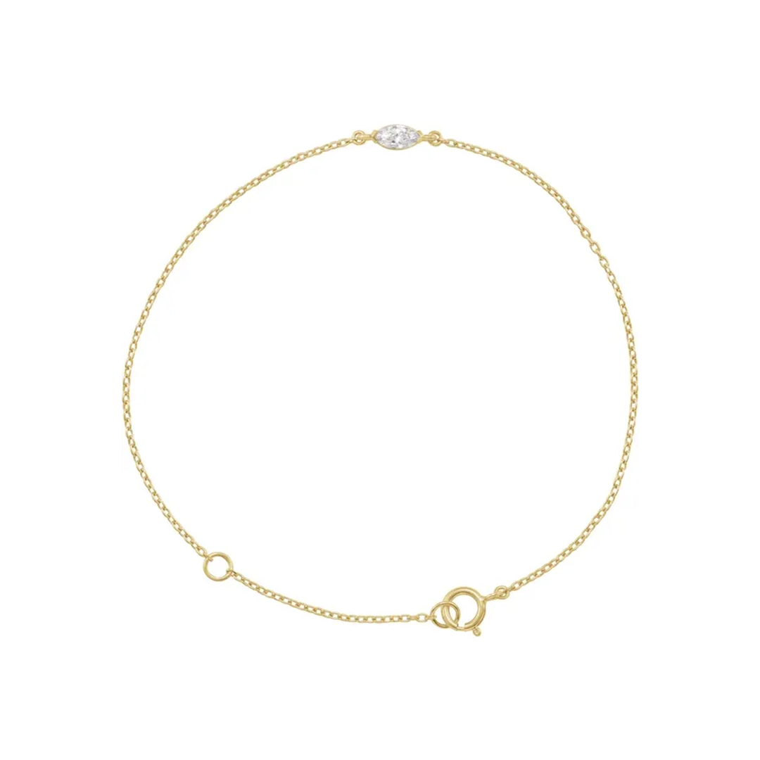 14K Gold Marquise Diamond Slim Bracelet - View 1