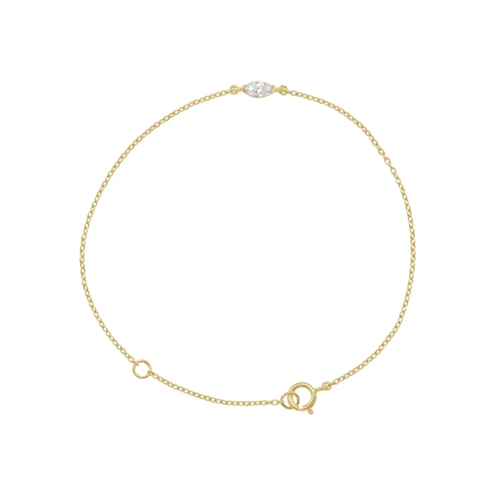 14K Gold Marquise Diamond Slim Bracelet - View 1