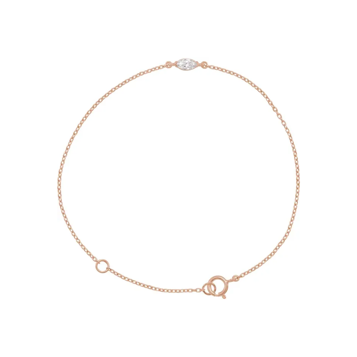 14K Gold Marquise Diamond Slim Bracelet - View 2