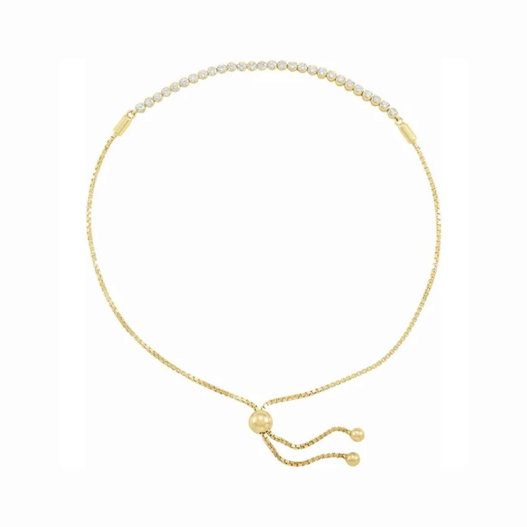 14K Gold Diamond Bolo Bracelet - View 1