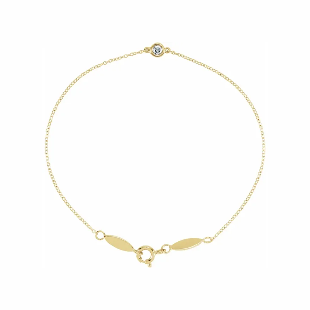 14K Gold Bezel Set Solitaire Diamond Bracelet - View 1