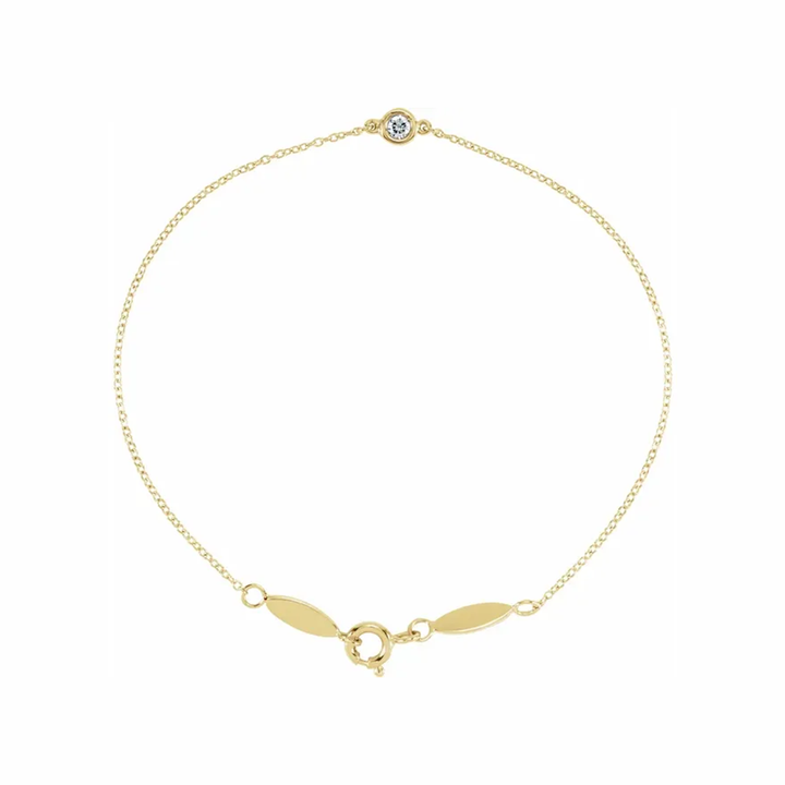 14K Gold Bezel Set Solitaire Diamond Bracelet - View 1