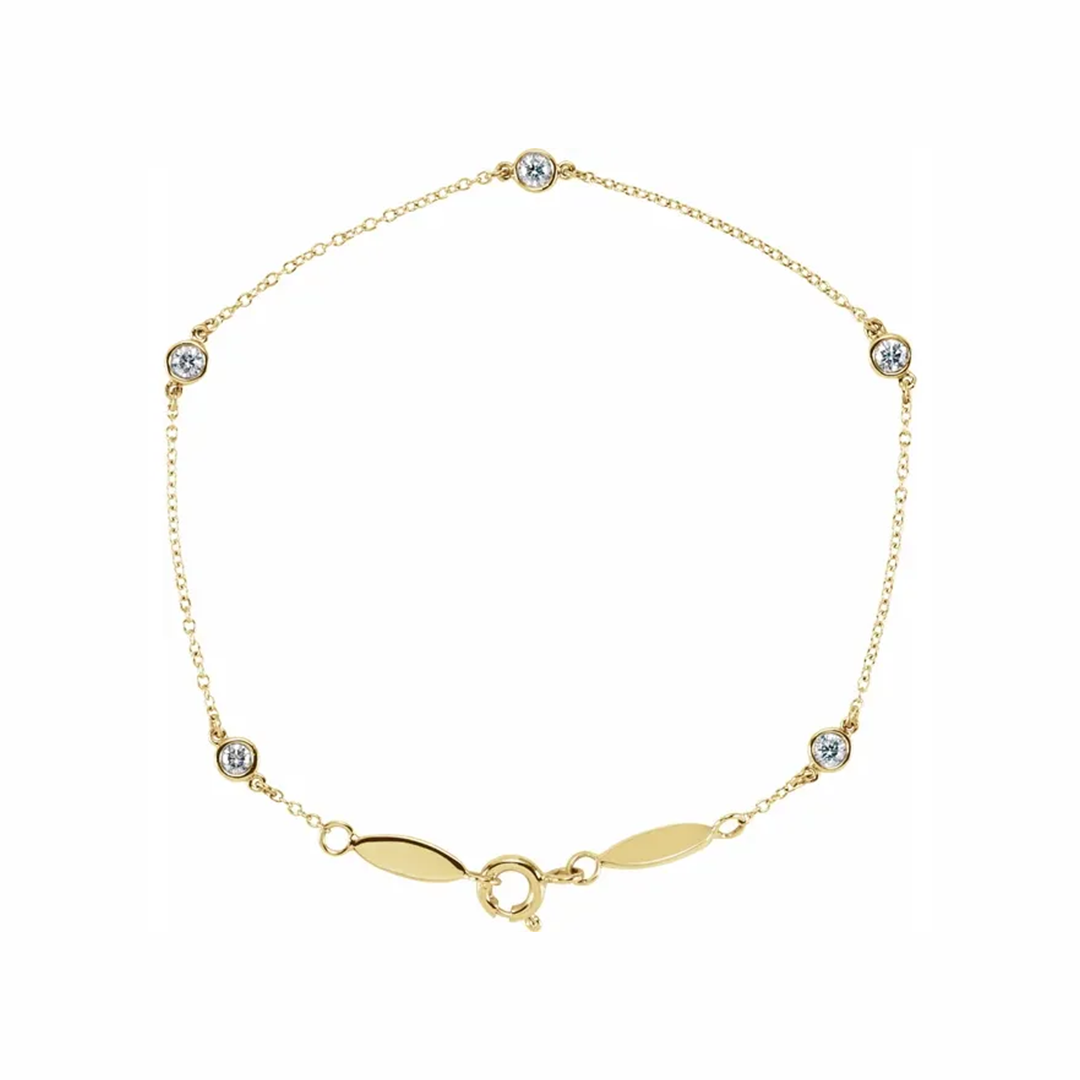 14K Gold Diamond Station Bracelet - View 1