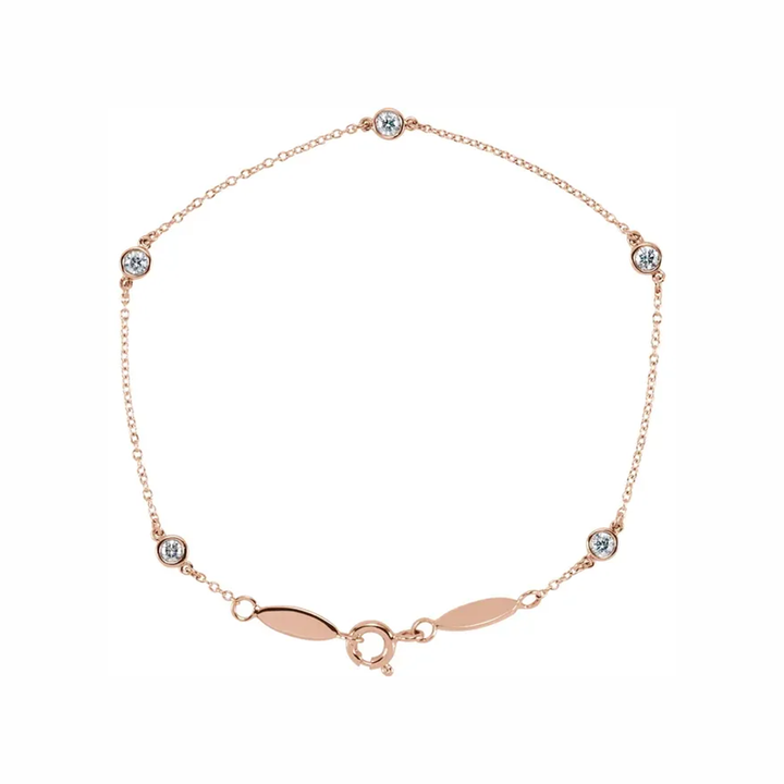 14K Gold Diamond Station Bracelet - View 2