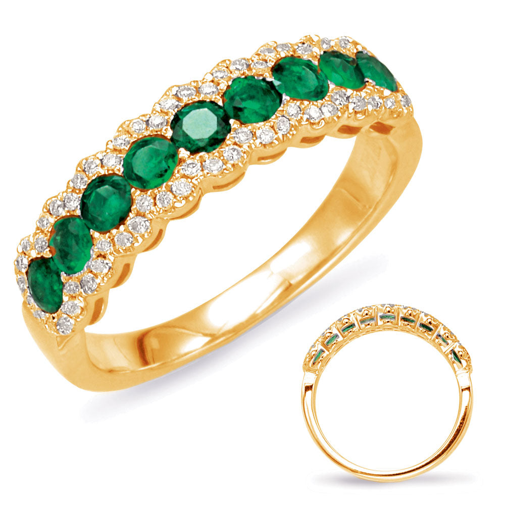 0.93 ctw. GOLD EMERALD & DIAMOND RING