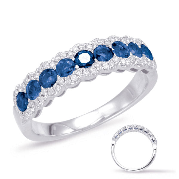 0.99 ctw. WHITE GOLD SAPPHIRE & DIAMOND RING