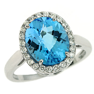 4.61 ctw. BLUE TOPAZ & DIAMOND RING