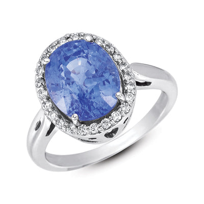 6.79 ctw. WHITE GOLD SAPPHIRE & DIAMOND RING