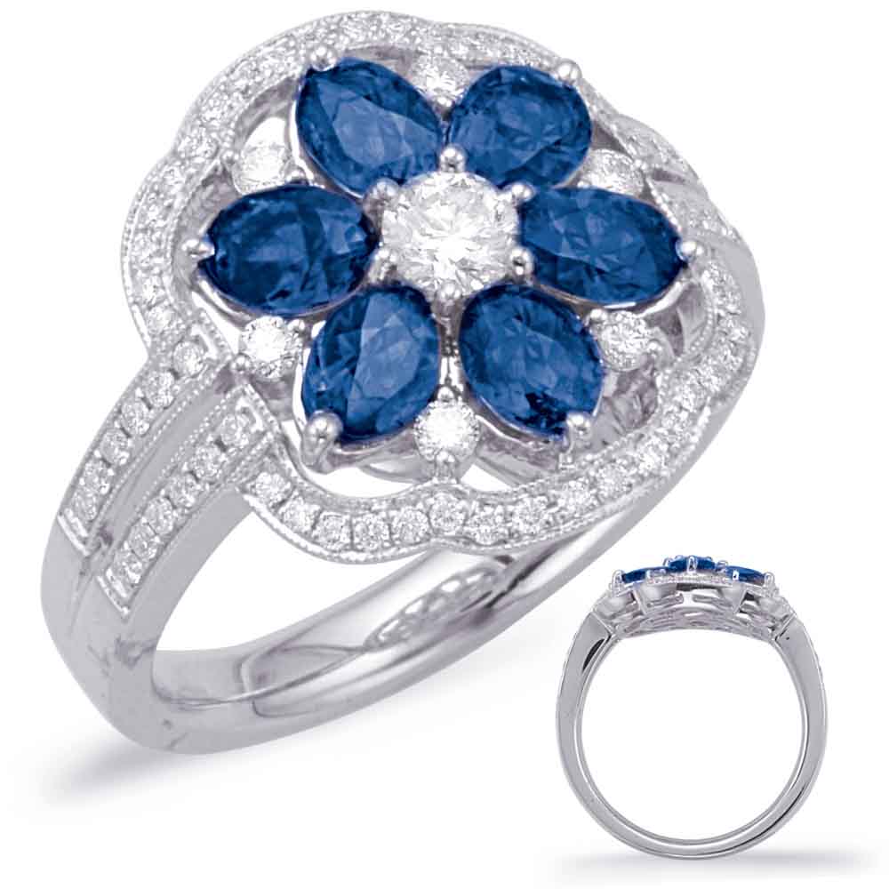 2.74 ctw. WHITE GOLD SAPPHIRE & DIAMOND RING