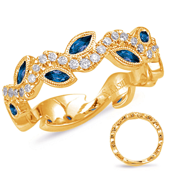 0.69 ctw. ELEGANT GOLD SAPPHIRE & DIAMOND RING