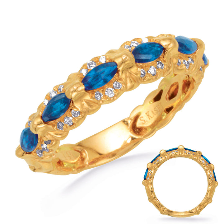 0.94 ctw. GOLD SAPPHIRE & DIAMOND RING