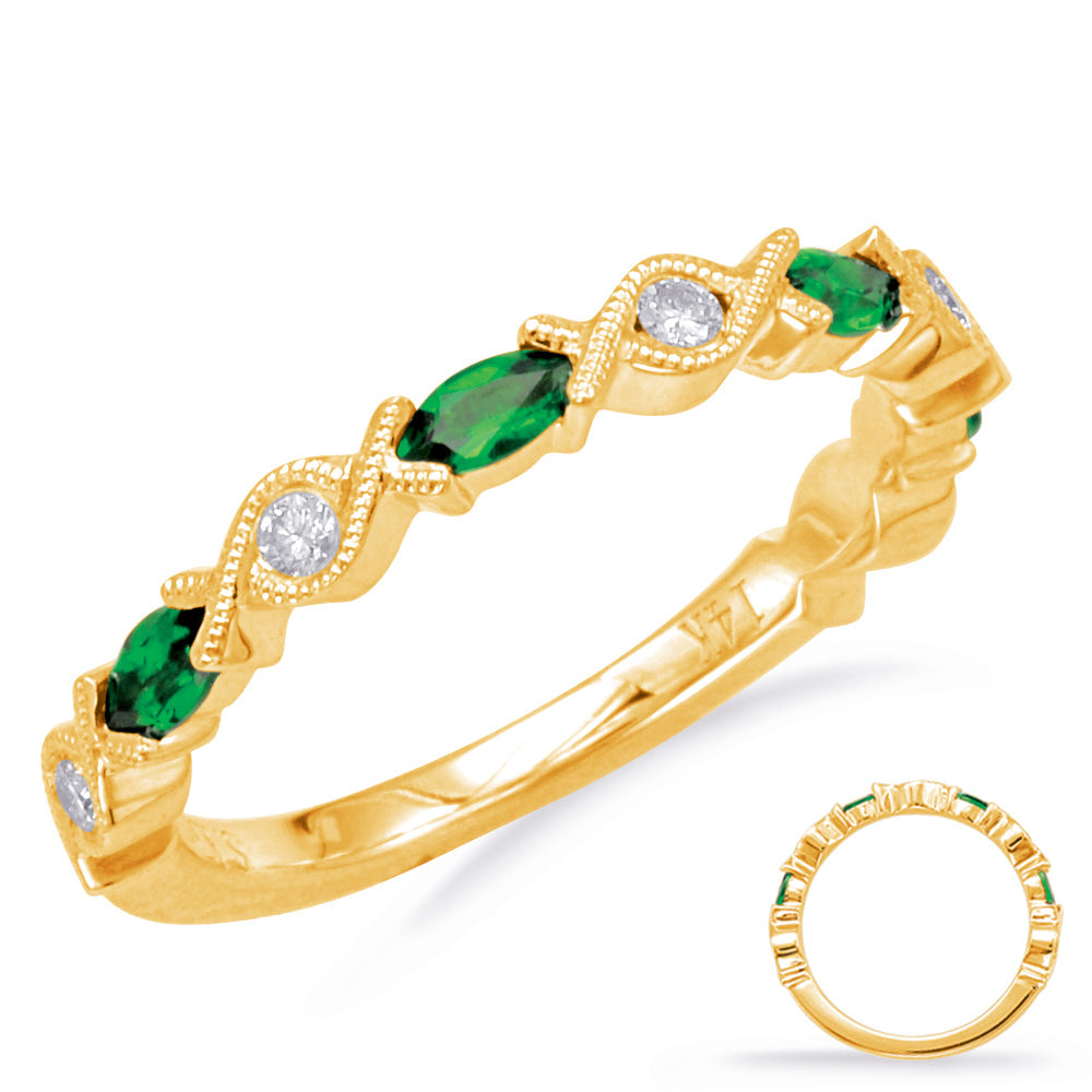 0.44 ctw. GOLD EMERALD & DIAMOND RING