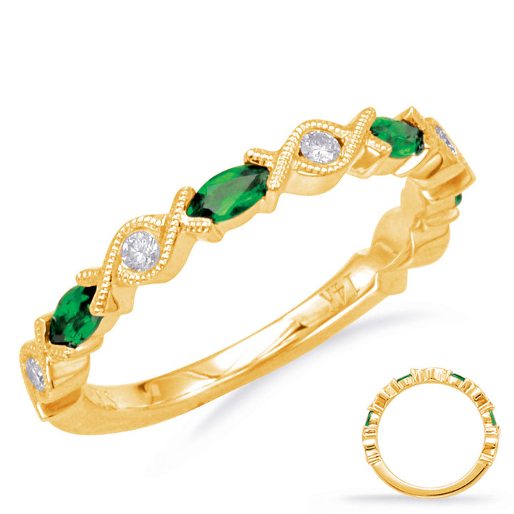 0.44 ctw. GOLD EMERALD & DIAMOND RING