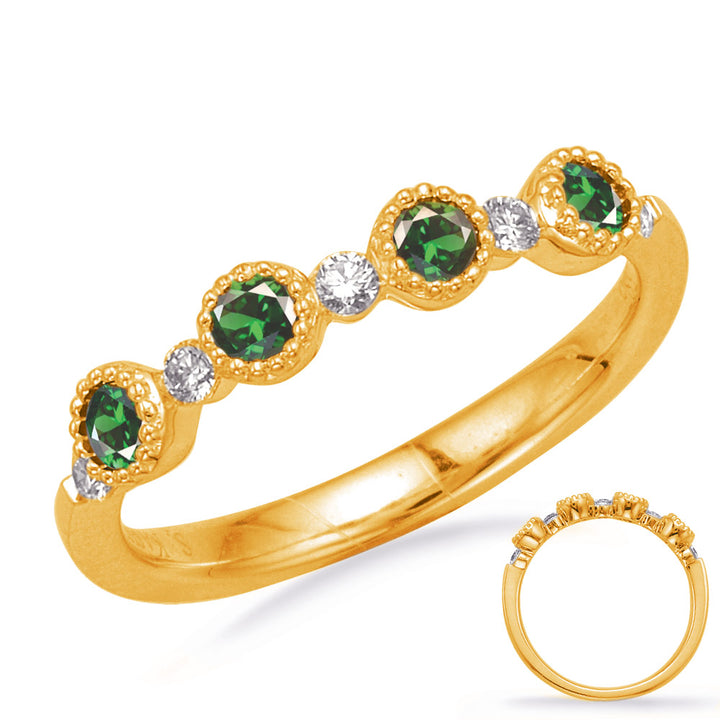 0.44 ctw. GOLD EMERALD & DIAMOND RING
