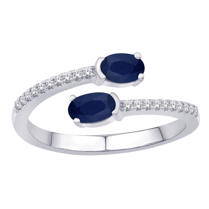 0.74 ctw. ELEGANT GOLD SAPPHIRE & DIAMOND RING