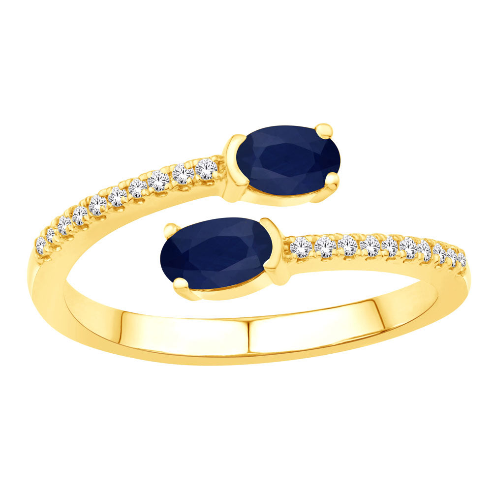 0.74 ctw. ELEGANT GOLD SAPPHIRE & DIAMOND RING
