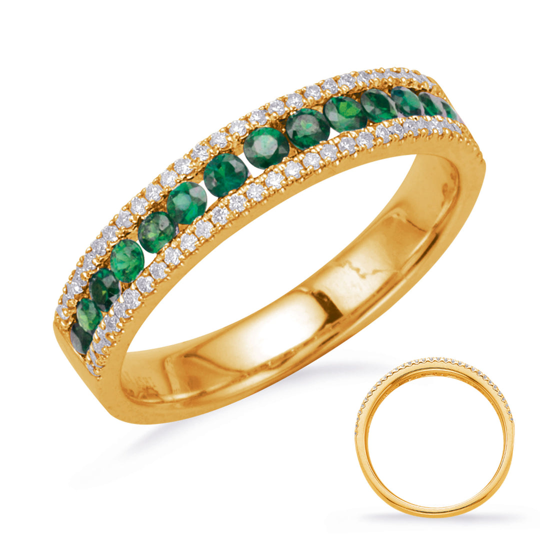 0.51 ctw. ELEGANT GOLD EMERALD & DIAMOND RING