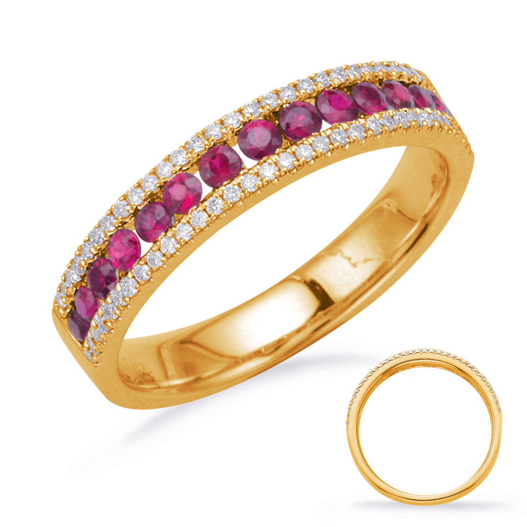 0.65 ctw. ELEGANT GOLD RUBY & DIAMOND RING