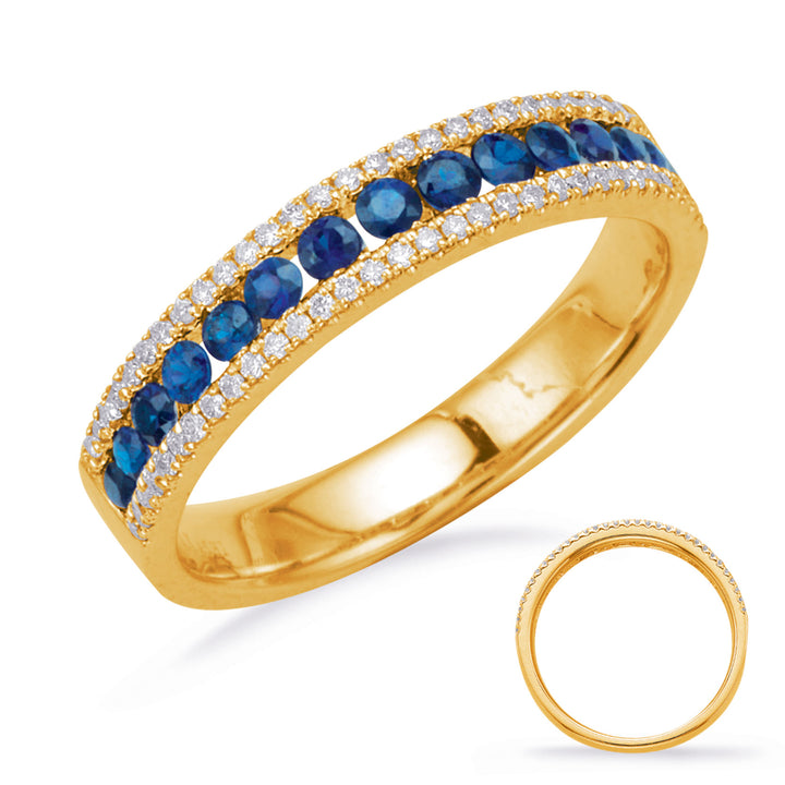 0.64 ctw. ELEGANT GOLD SAPPHIRE & DIAMOND RING
