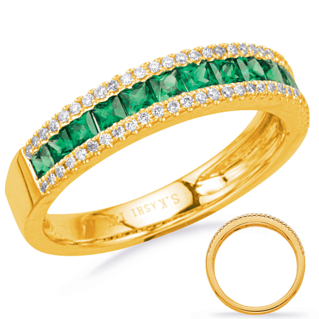 0.77 ctw. MODERN GOLD EMERALD & DIAMOND RING