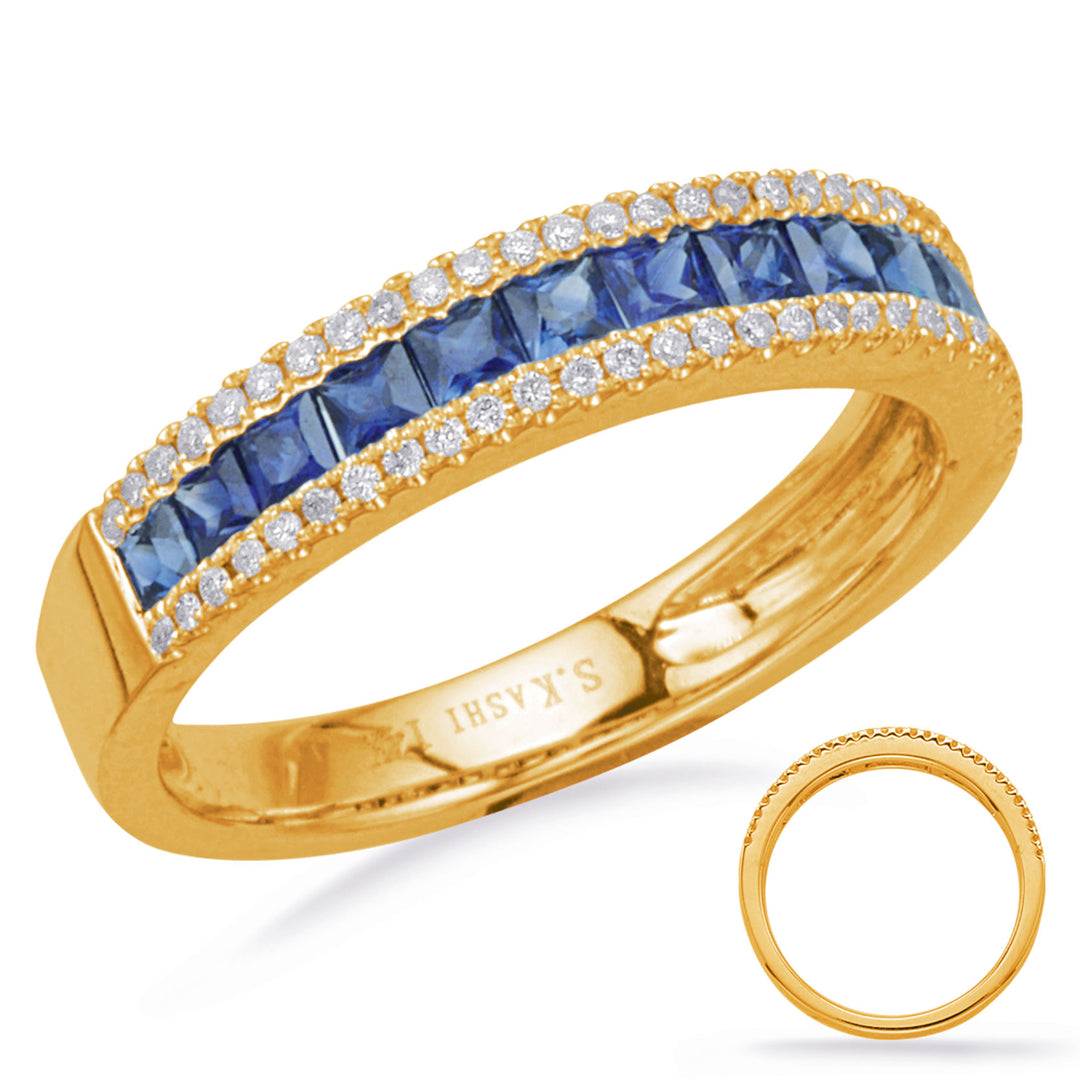 0.91 ctw. MODERN GOLD SAPPHIRE & DIAMOND RING