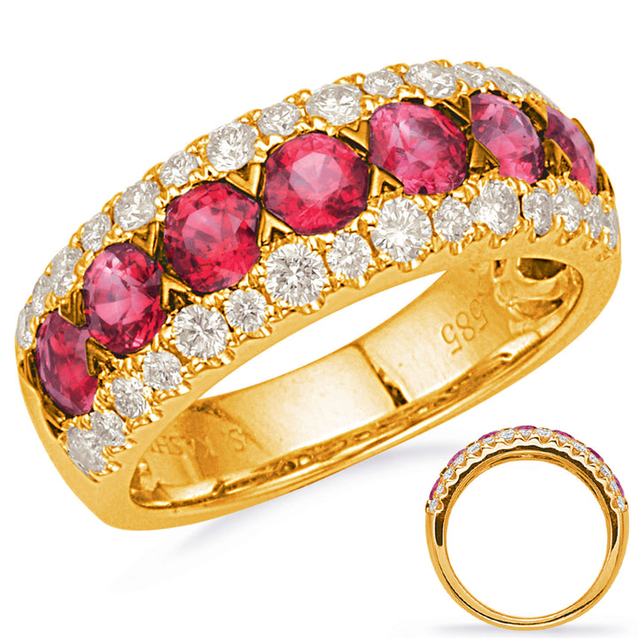 2.29 ctw. ELEGANT GOLD RUBY & DIAMOND RING
