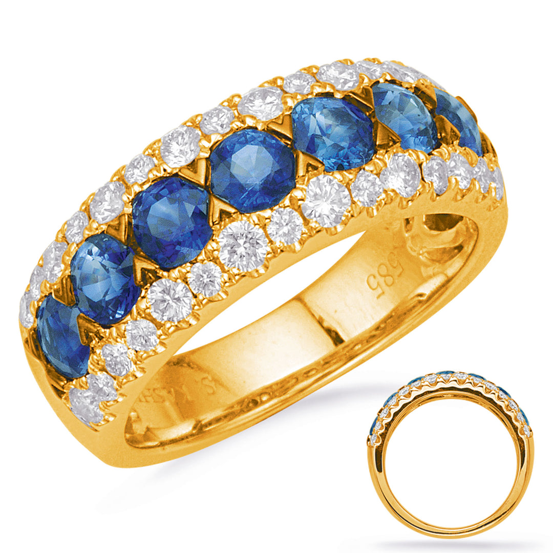 2.40 ctw. STUNNING GOLD SAPPHIRE & DIAMOND RING