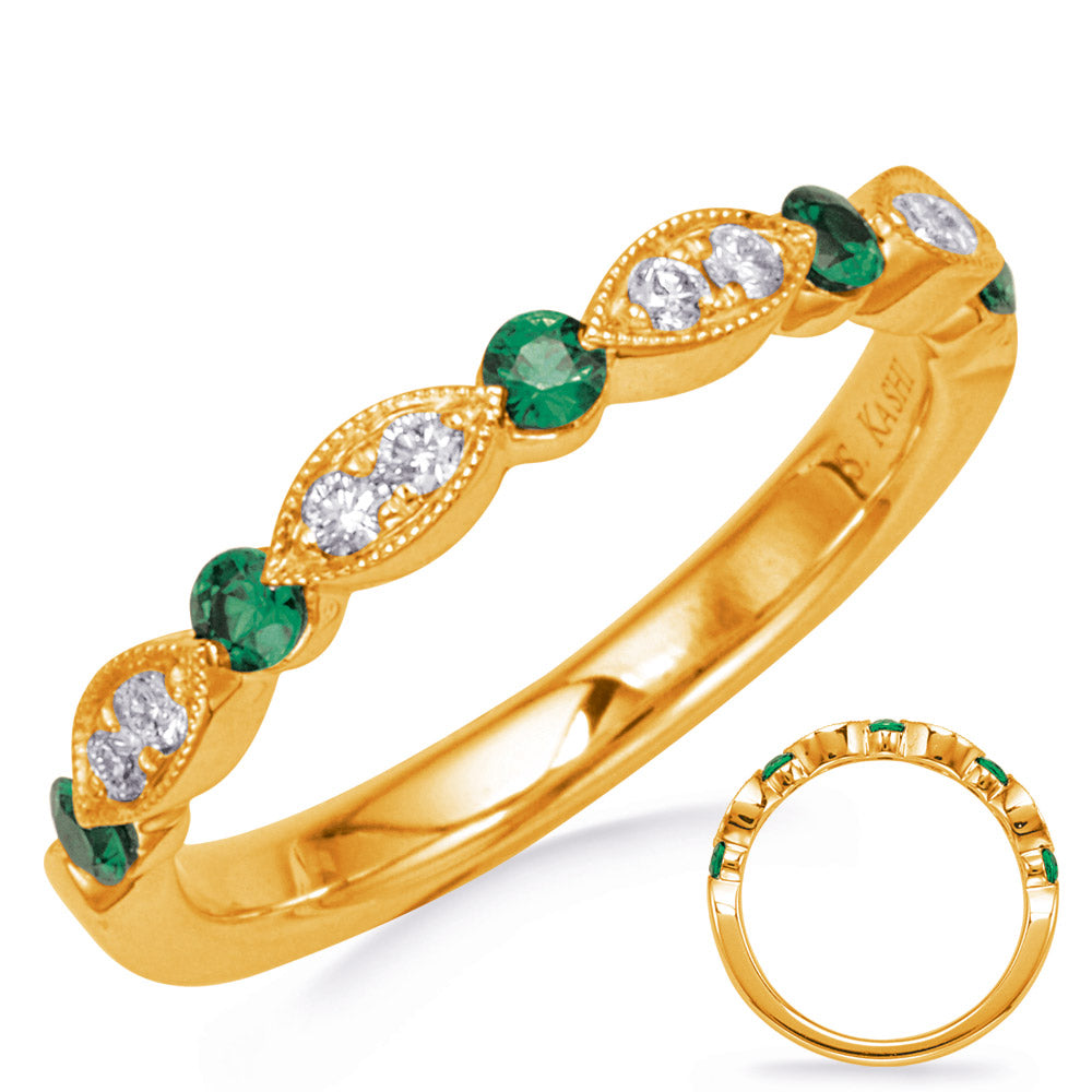 0.29 ctw. GOLD EMERALD & DIAMOND RING