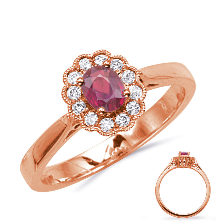 0.53 ctw. GOLD RUBY & DIAMOND RING