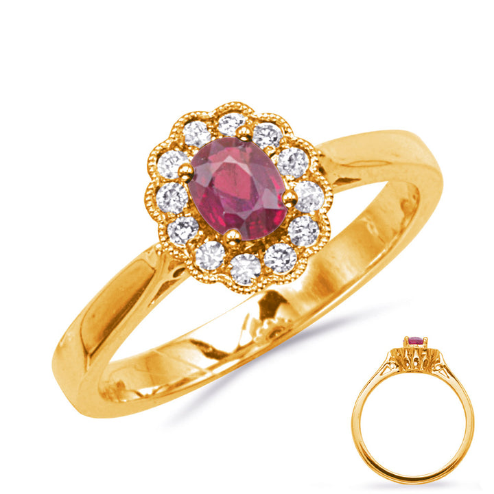 0.53 ctw. GOLD RUBY & DIAMOND RING