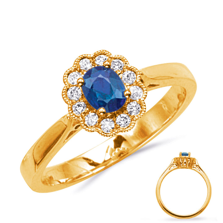 0.61 ctw. GOLD SAPPHIRE & DIAMOND RING