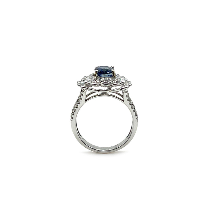 18K White Gold Sapphire and Diamond Fancy Ring