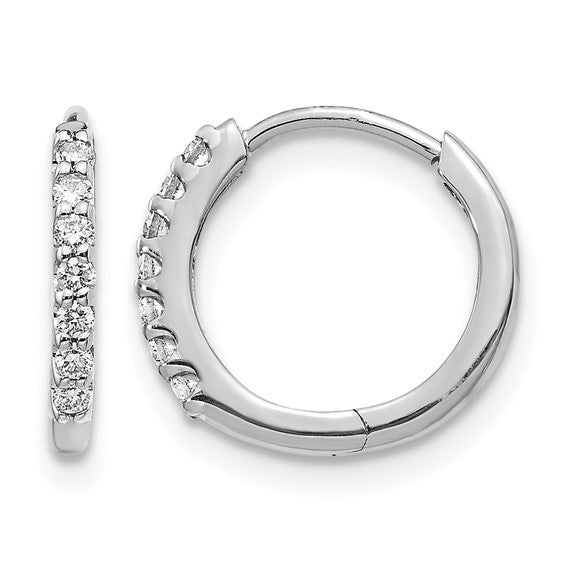 14K Gold Diamond Inside-Outside Huggie Hoop Earrings