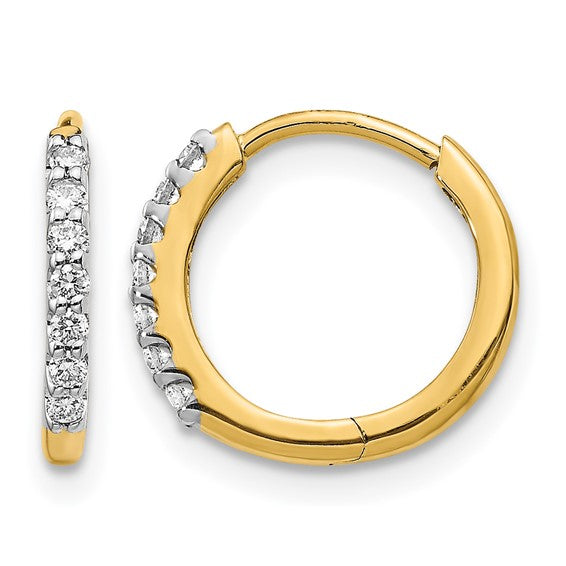 14K Gold Diamond Inside-Outside Huggie Hoop Earrings