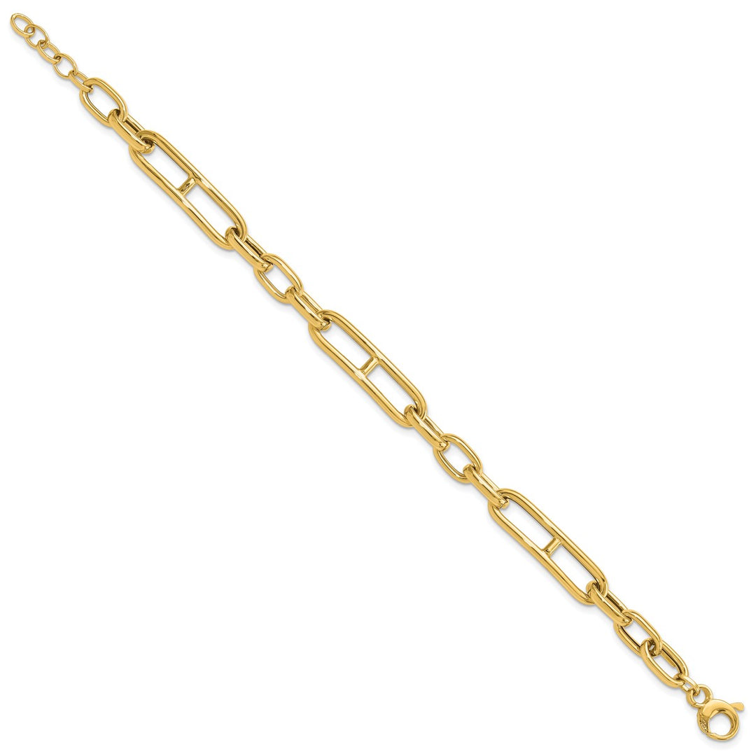 Gold 7.4mm Paperclip Bracelet, 7.5
