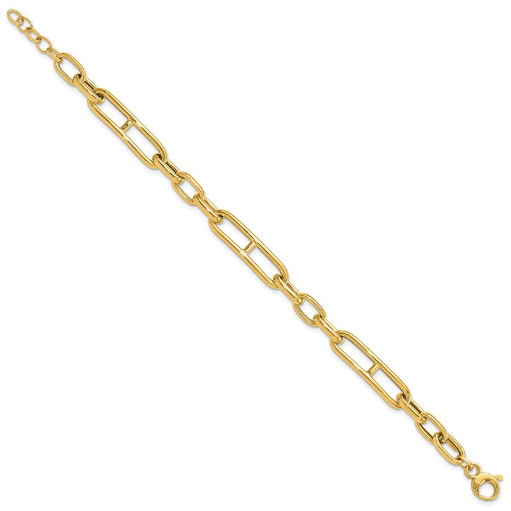 Gold 7.4mm Paperclip Bracelet, 7.5"