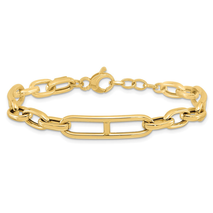 Gold 7.4mm Paperclip Bracelet, 7.5"