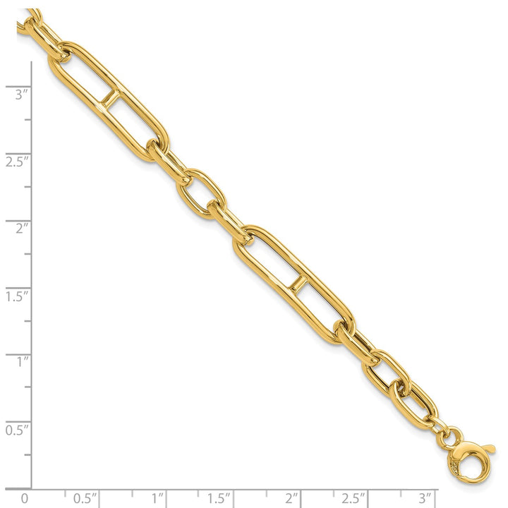Gold 7.4mm Paperclip Bracelet, 7.5"