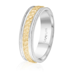 Men's 10K White Gold Customizable Hammered Inlay Band