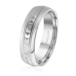 Men's 10K White Gold Tri-Cut Geometric Band