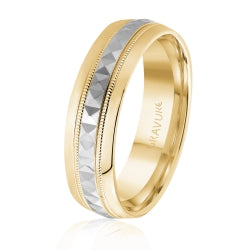 Men's 10K Yellow Gold Tri-Cut Geometric Pattern Band